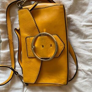Tignanello Mustard Yellow Leather Crossbody Bag